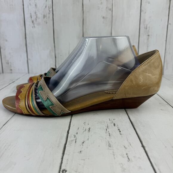 Anthropologie Latigo Colorful Leather Southwestern Pancho Wedge Sandal Size 10 - Picture 11 of 14